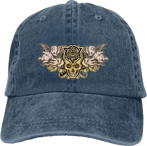 Vista 9 de Cowboy Hat Trendy Hats for Man and Women Djustable Four Season Outdoor Baseball Cap of Hell Skull with Angel Navy Blue