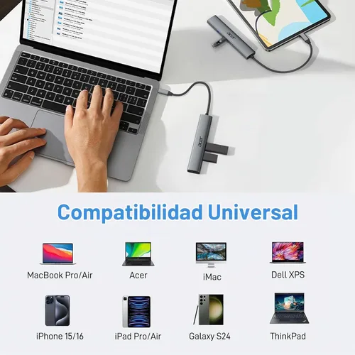 Vista 8 de Acer Hub USB C 5 en 1 con HDMI 4K, entrega de energía de 100 W