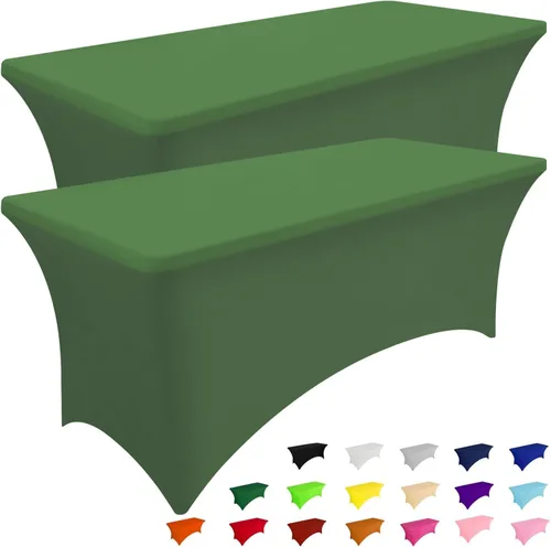 Vista 41 de Smiry Paquete de 2 Manteles de Spandex de 6 Pies, Manteles Elásticos Ajustables Extensibles, Lavables y Sin Arrugas, Cubierta Rectangular para Mesa