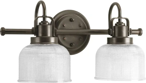 Vista 16 de Progress Lighting P2989-15 Colección Archie Tocador de Baño Costero de Cristal Transparente Prismático Doble, 1 Luz, Cromo Pulido