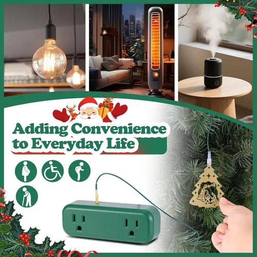 Vista 6 de Interruptor de Luz Táctil en Forma de Árbol de Navidad Decoración Colgante Enchufe Universal de 3 Pines Cable de 118.1 pulgadas Potencia Total 120V