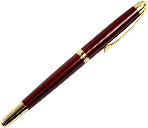 Vista 2 de Gullor Pluma estilográfica ejecutiva Jinhao 606 con clip dorado punta fina - rojo
