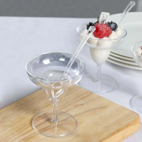 Vista 6 de Efavormart - Paquete de 24 vasos de plástico transparente de 2 onzas con cucharas, tazas de postre estilo cóctel para cócteles de camarones y tipo8