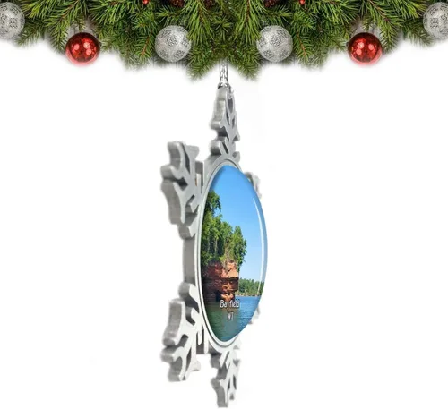 Vista 2 de Bayfield Apostle Islands Wisconsin USA - Adorno de Navidad para árbol de Navidad, regalo de recuerdo de metal de cristal