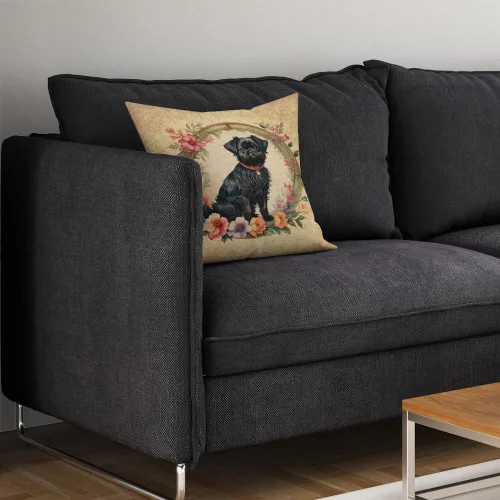 Vista 3 de Caroline's Treasures DAC2072PW1414 Affenpinscher and Flowers - Almohada decorativa de tela, lavable a máquina, para interiores y exteriores