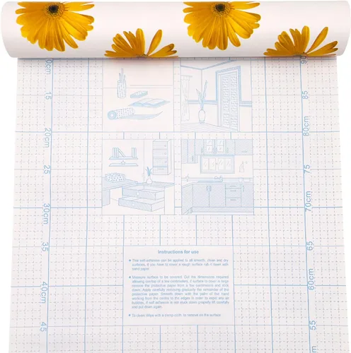 Vista 4 de Yifely Revestimiento de estante extraíble para encimeras de papel para cubrir gabinetes de cajones antiguos de apartamentos, margarita amarilla