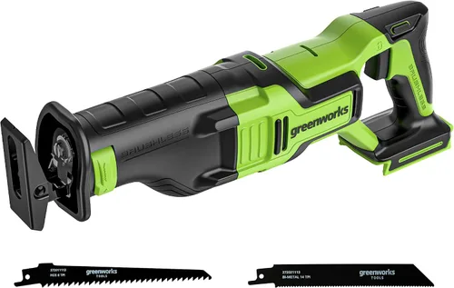 Vista 13 de Greenworks Sierra Recíproca Compacta de Una Mano sin Escobillas de 24V de 1" (3,000 SPM), Sierra Recíproca Inalámbrica de Velocidad Variable