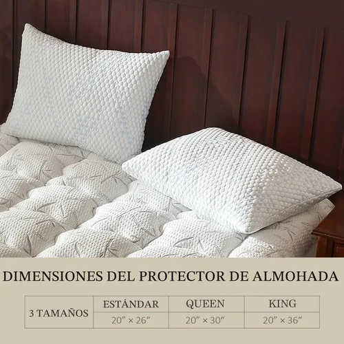 Vista 4 de Pillow Protectors (2 Pack) Queen, Waterproof Pillowcase with Zipper, Breathable, Soft Pillow Cover for Better Sleep, Machine Washable