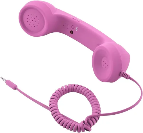 Vista 9 de CM Auricular retro vintage para teléfono celular y micrófono para teléfono inteligente, enchufe de 3.5 mm (Azul)