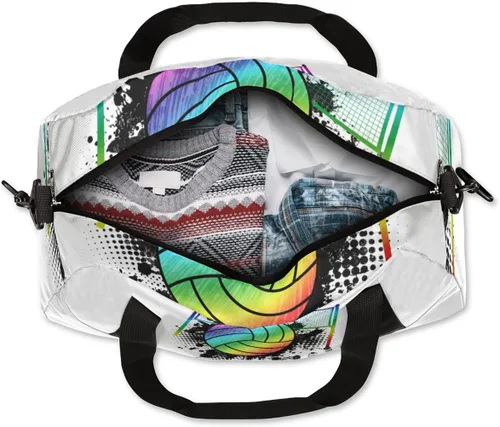 Vista 7 de Bolsa de gimnasio para mujeres y hombres, pequeña bolsa de lona para deportes, gimnasios, yoga, escapada de fin de semana, bolsa de viaje durante