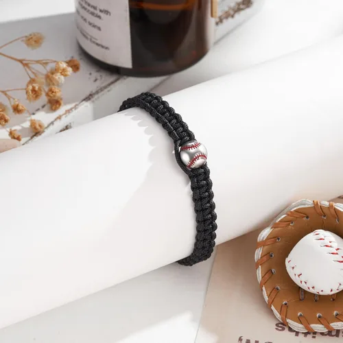 Vista 5 de FYUKISS Regalos de Béisbol, Fútbol y Sóccor, Brazaletes Trenzados Ajustables de Béisbol para Ideas de Regalo para Adolescentes con Tarjeta de Mensaje
