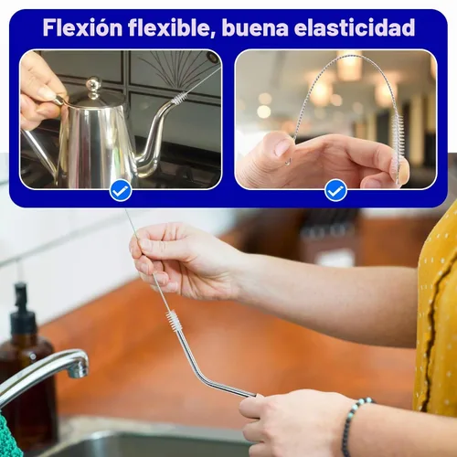 Vista 2 de Kit de limpiador de pajitas, 50 cepillos limpiadores reutilizables para popotes, cepillo de limpieza para biberón, taza para beber, botella de agua