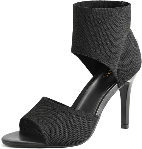 Vista 21 de Tacones de Puntera Abierta para Mujer, Sexys Tacones de Aguja de 3 Pulgadas, Sandalias de Tacón para Mujer con Puntera Abierta, Amplias, de Tejido