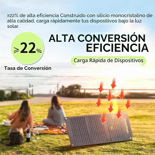 Vista 2 de Greenmagic Cargador de Batería Solar Portátil de 20 Vatios Ideal para Batería de Energía, Estación de Energía, Relojes Inteligentes, Teléfonos