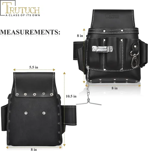 Vista 6 de Grain Leather Electrician Tool Pouch Carpenter Tool Pouch Electrician Pouch Electric Tool Bag Electrician Bag Leather Tool Belt