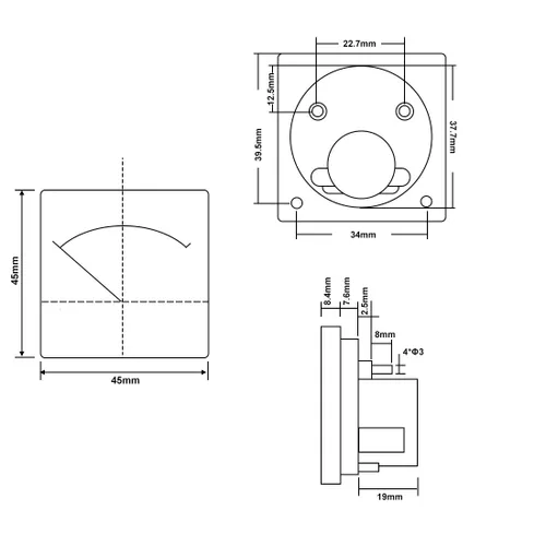 Vista 5 de uxcell Medidor de panel de corriente analógica DC 0-1A 0.02A Escala 91C4 Amperímetro para pruebas de circuito de carga de batería medidor