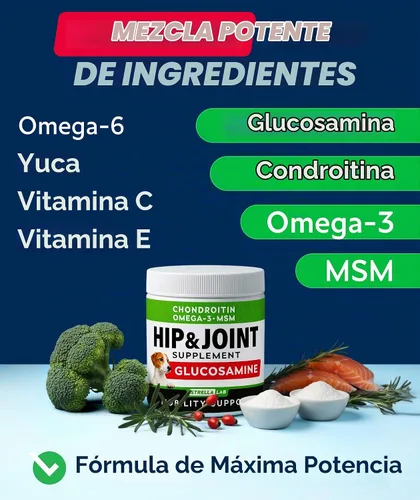 Vista 4 de Glucosamina avanzada para perros, condroitina y MSM suplemento masticable para articulaciones de cadera