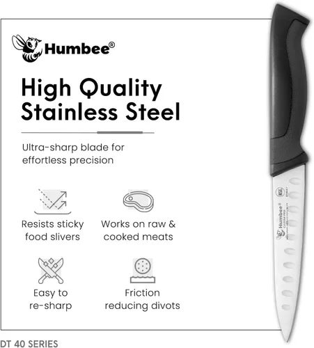 Vista 5 de Cuchillo rebanador de 6 pulgadas con borde Granton, negro, serie DT-40