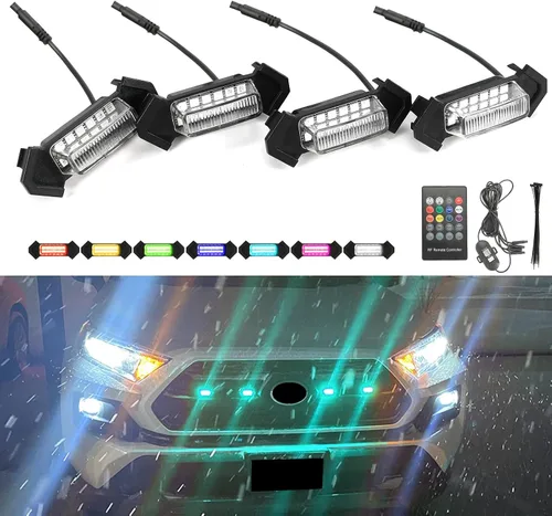 Vista 9 de Luces LED RGB para parrilla para Toyota 4Runner 2014-2019, TRD Pro 2014-2024 SOLAMENTE Front Grille LED light for 4Runner SR5,TRD Off-Road,Limited
