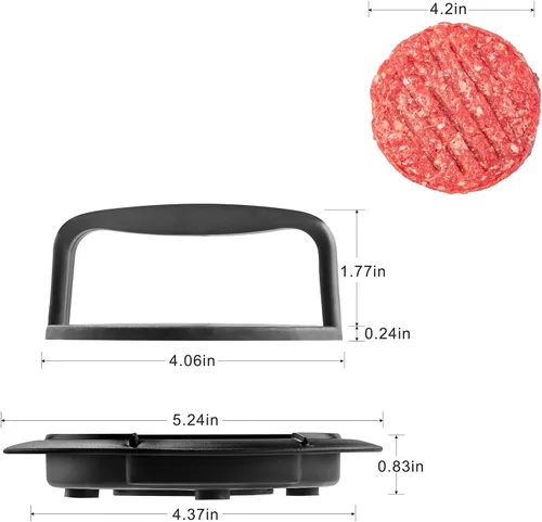 Vista 2 de Prensa para Hamburguesas, Prensa de Hamburguesa Redonda Antiadherente, Accesorios para Hamburguesas Rellenas, Prensa para Hamburguesas Aplastadas