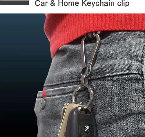 Vista 7 de LamChyar Llavero de titanio, clip de liberación rápida con 1 llavero, clip de mosquetón pequeño, el maravilloso regalo para hombres y mujeres, Tono
