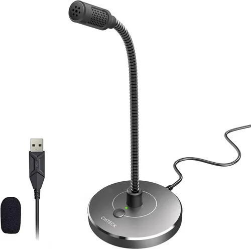 Vista 10 de CMTECK - Micrófono USB para computadora G009, micrófono de escritorio con cancelación de ruido para PC/laptop para chat en línea, estudio en casa