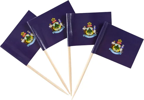 Vista 9 de QQSD Bandera de palillo de dientes de Alabama para decoración de cupcakes, 100