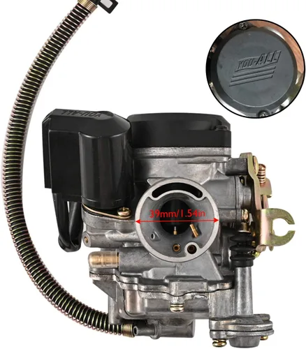 Vista 3 de Trkimal GY6 50CC 49CC Carburador para 139QMB 4 tiempos Scooter ATV ciclomotor Go Kart Taotao Motor 0.709 in carb+1 colector de admisión, 1 filtro