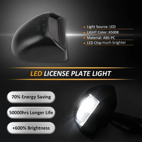 Vista 2 de Bestview Carcasa LED para placa de matrícula negra, conjunto de lámpara de etiqueta de repuesto compatible con Chevy Silverado GMC Sierra Avalanche