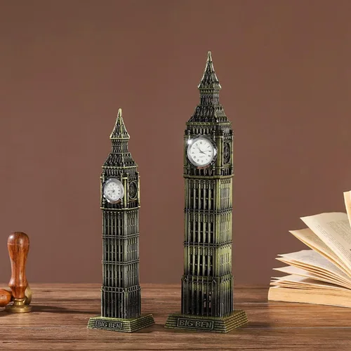 Vista 9 de Estatua retro del Big Ben modelo de construcción, regalo creativo, escultura de recuerdo de Londres, del Big Ben para la decoración del hogar