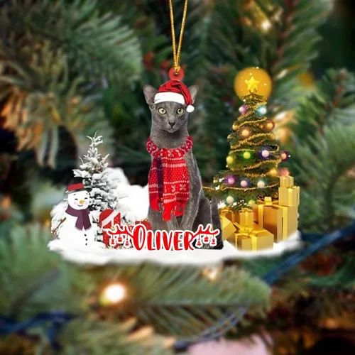 Vista 63 de NAZENTI Adorno personalizado de gato abisinio con árbol de pino, adorno de Navidad personalizado para perros amantes de las mascotas, colgante