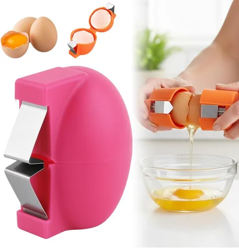 Vista 10 de Abridor de cáscara de huevo, separador de huevos de acero inoxidable para huevos crudos, herramienta de galleta, utensilios de cocina, cortador