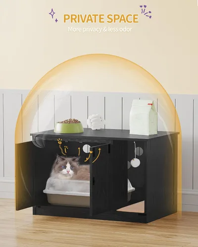 Vista 6 de Hzuaneri Caja de Arena para Gatos con Cerramiento, Mueble de Armario Oculto para Caja de Arena con Campana, Casa Interior para Gatos, Estilo Granja