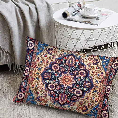 Vista 5 de Kashan - 19 fundas de almohada con estampado central persa de 12 x 20 pulgadas, fundas de almohada decorativas de terciopelo suave para decoración