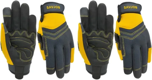 Vista 11 de Guantes de trabajo de seguridad para hombres y mujeres, guantes de trabajo utilitarios, guantes de mecánico, guantes de trabajo de patio, ajuste