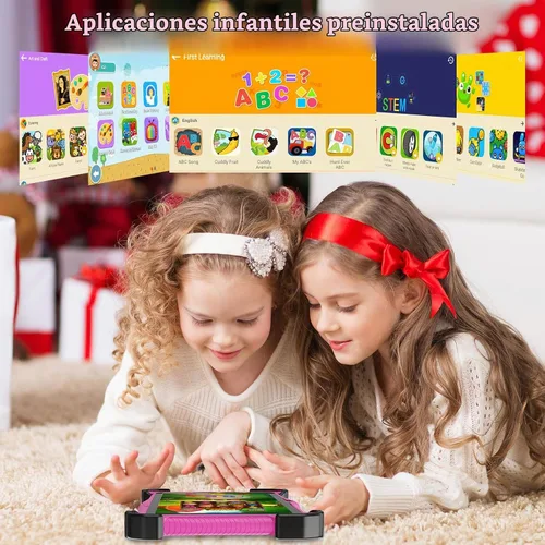 Vista 3 de Fivahiva Tableta para niños de 7 pulgadas, tableta Android 14 para niños, Octa-Core, 10 GB de RAM +64 GB de ROM 512 GB expandir, cámara dual Rosa