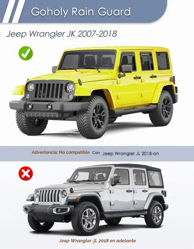 Vista 4 de Viseras de ventana en canal Protectores de lluvia para Jeep Wrangler JK
