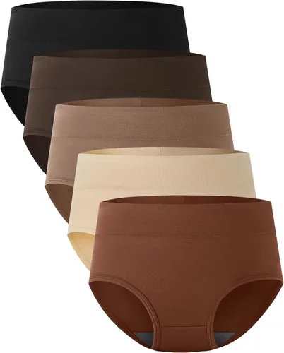 Vista 11 de BAMBOO COOL Ropa interior para mujer, calzones de cintura alta, cobertura completa, suaves y transpirables, paquete de 5