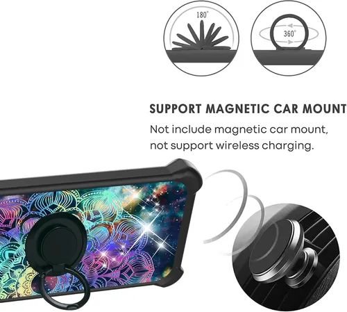 Vista 4 de ATT Maestro 3 U626AA - Funda compatible con AT&T Maestro 3 (policarbonato duro + silicona suave), soporte de anillo, luz reflectante colorida