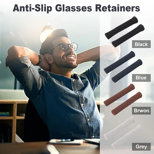 Vista 7 de Cojines para las orejas para lentes con tela de algodón, puntas de retenedor de gafas de punto suave, almohadillas elásticas antideslizantes