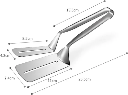 Vista 2 de AOOSY Pinzas para carne 304, pinza de cocción 3 en 1, espátula de doble cara, 10 pulgadas, multifuncional, de acero inoxidable, para alimentos