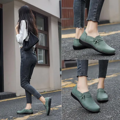 Vista 6 de LAZYPOP Mocasines de cuero clásicos y cómodos para mujer, bonitos zapatos de vestir informales, ligeros, para caminar, zapatos planos