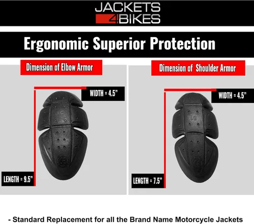 Vista 2 de Jackets 4 Bikes Chaqueta de Motocicleta con Armadura 4 PC Certificada CE Nivel 1, Ajuste Universal, Juego de 4 Piezas para Hombro y Codo, Negro