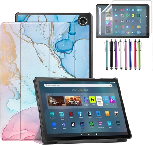 Vista 10 de Funda triple plegable para Amazon Fire Max 11 (13ª generación, versión 2023), funda triple y ligera con función de encendido y apagado automático +