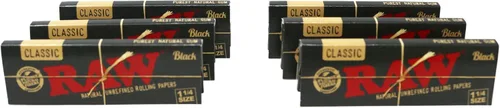 Vista 3 de RAW Classic Black - Papel de liar ultrafino de 3.110 in, tamaño 1 1/4, natural, sin refinar (6 paquetes)