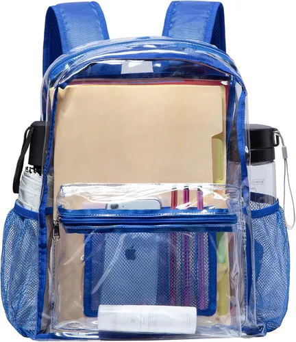 Vista 4 de Vorspack Mochila transparente de PVC resistente con correa reforzada para el lugar de trabajo universitario