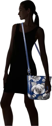 Vista 6 de Anna by Anuschka Women's Genuine Leather Medium Crossbody Hand Painted Original Artwork