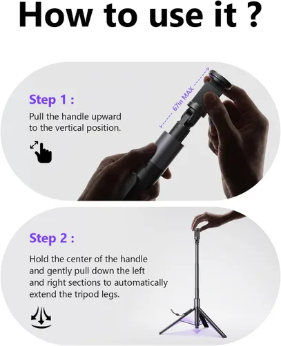 Vista 9 de LISEN [0.01s-abierto] Trípode de teléfono para iPhone, trípode para selfie stick de 67 pulgadas con control remoto, soporte de trípode extensible