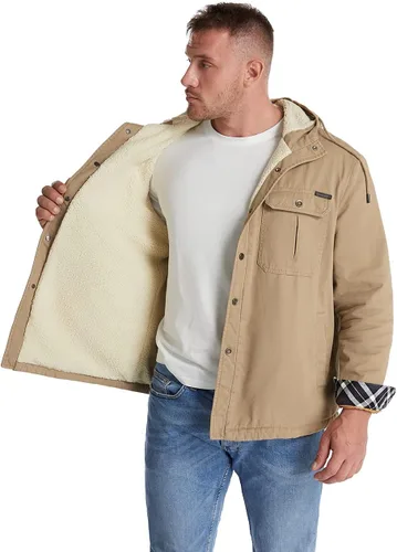 Vista 5 de Mr.Stream Abrigo térmico para hombre, con forro polar y forro polar con capucha de algodón lavado