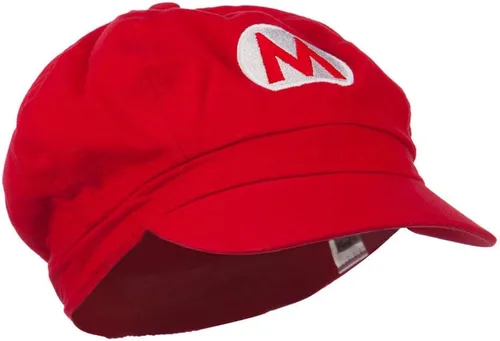 Vista 5 de Gorra bordada de algodón de gran tamaño Mario Luigi Wario Waluigi Rojo